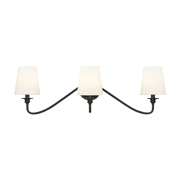 Gianna Wall Sconce, 3-Light, 32 In.W X 10 In.L X 9.75 In.H, Matte Black/White